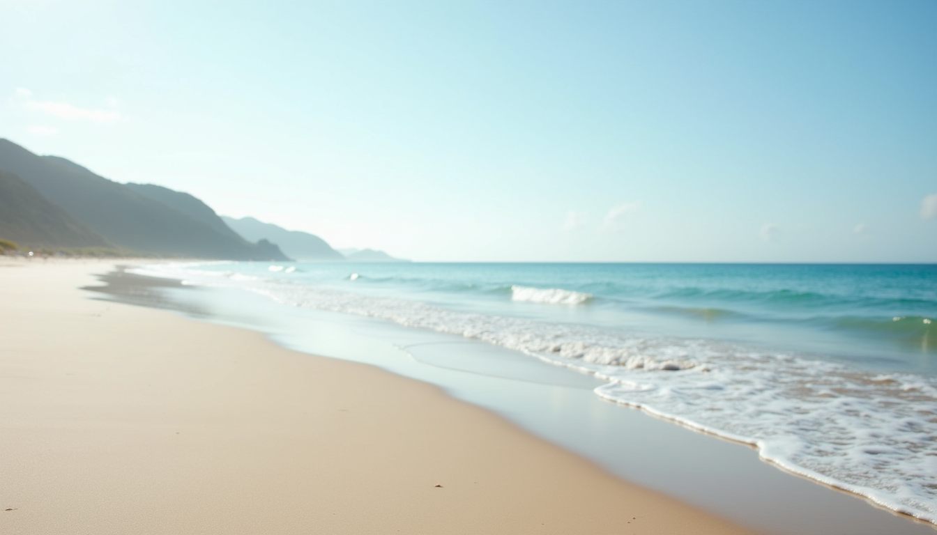 Calm shoreline with gentle waves at first light