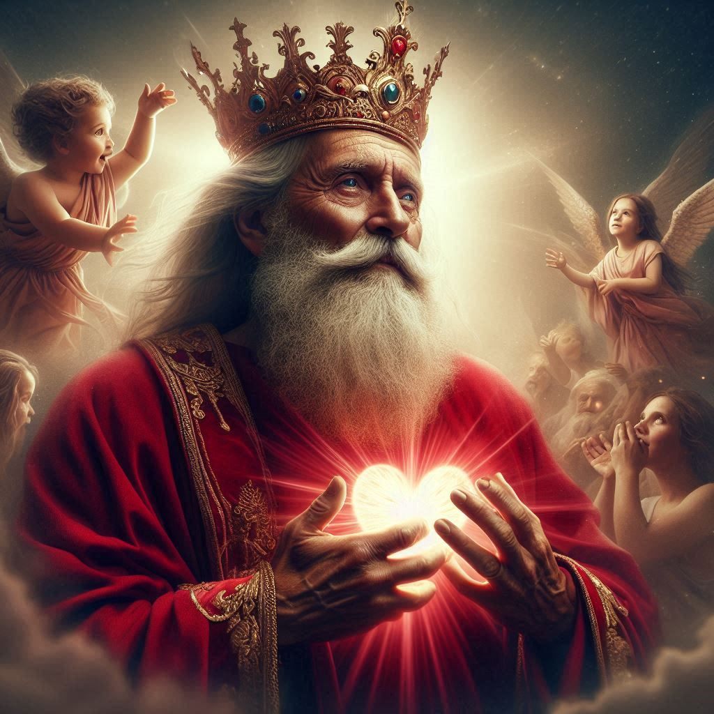 Illustration of King, the spirit guide Ruth works with, holding a sphere of light